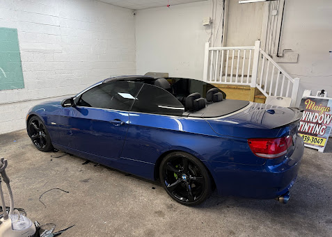 Blue BMW convertible tinted at MAIGA's Garfield shop